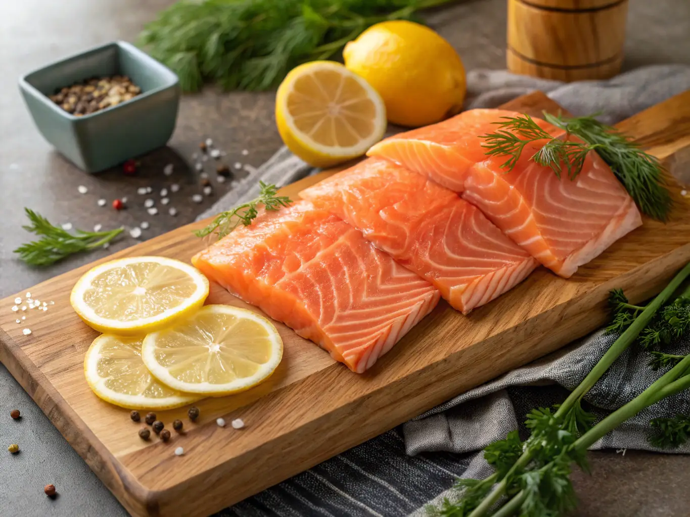 A close-up shot of oily fish like salmon, mackerel, and sardines, highlighting their rich omega-3 fatty acid content. The image is for the 'Nutrition for a Healthy Mind' section of NeuroFood's website, emphasizing the importance of omega-3s for brain health.